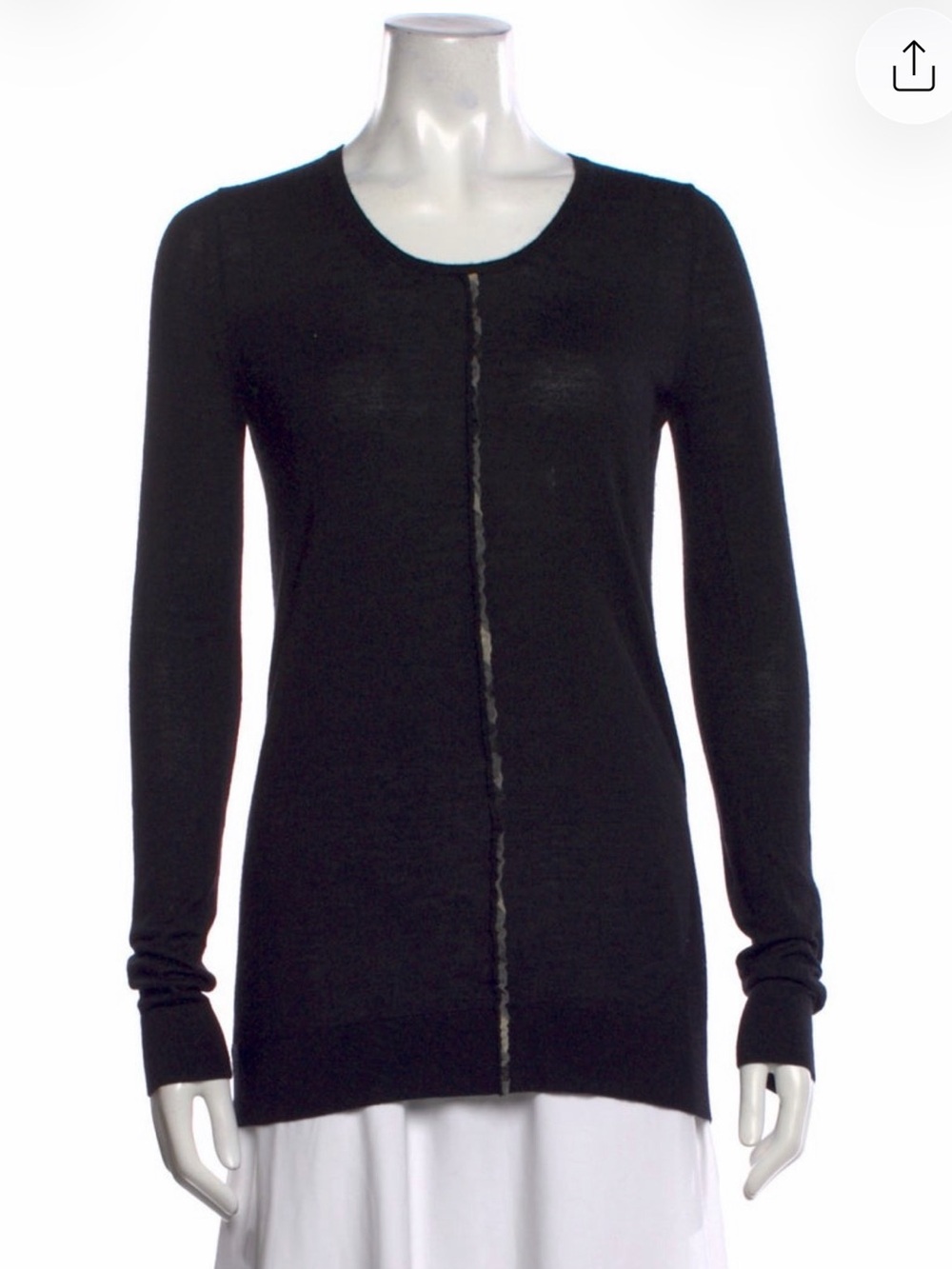 Burberry Black Long-Sleeve Crewneck Sweater with Center Seam